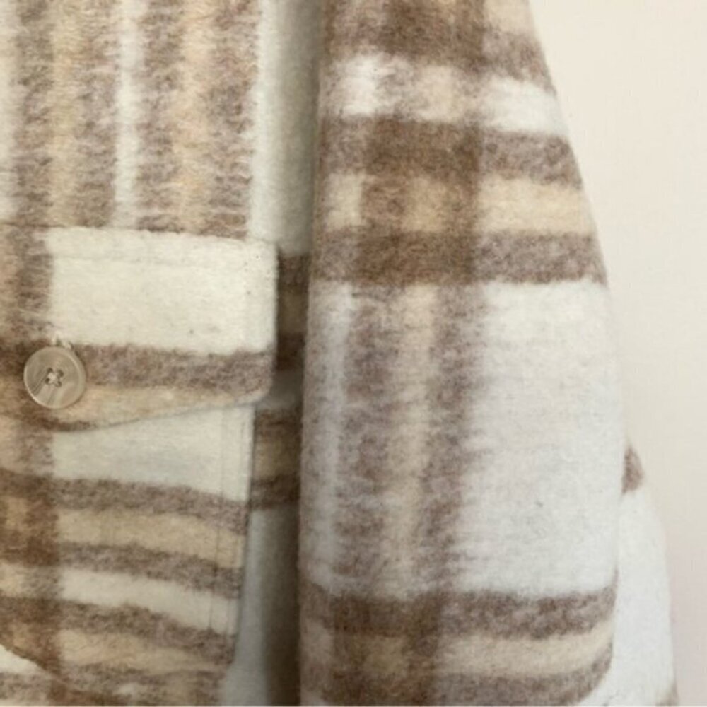 Joie Plaid Oversized Fleece Shacket Jacket Cotton Polyester Blend - Picture 11 of 13